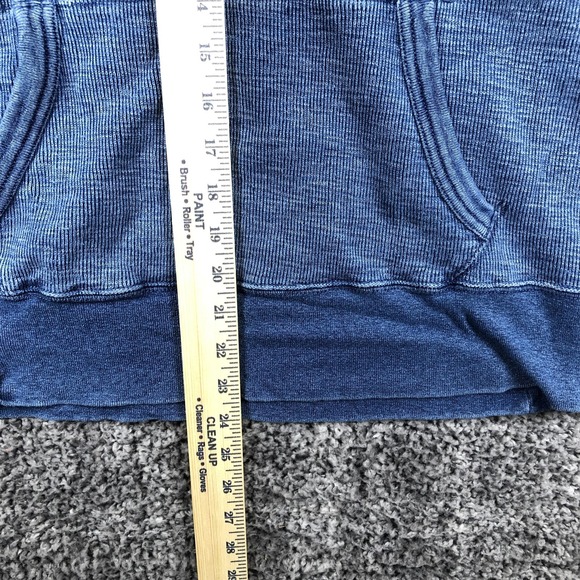 Polo By Ralph Lauren Hoodie Mens Large Blue Henley Knit Pullover Kangaroo Pocket - Picture 5 of 9